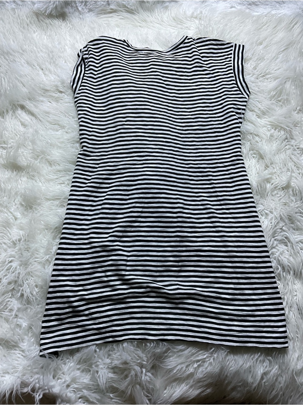 J. CREW Short Sleeve Striped Tie Waist T-Shirt Dress Black White - Picture 5 of 5